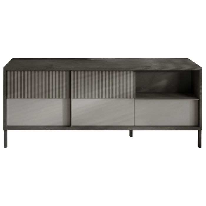 Jules - meuble tv - 2 portes et 1 tiroir - 156 cm - Gris