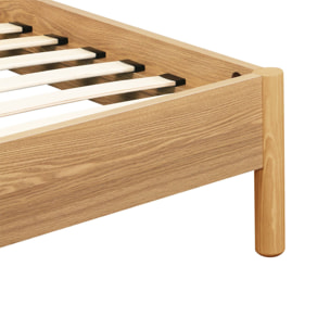 Lit avec sommier à lattes 90x190cm décor bois HARMONY