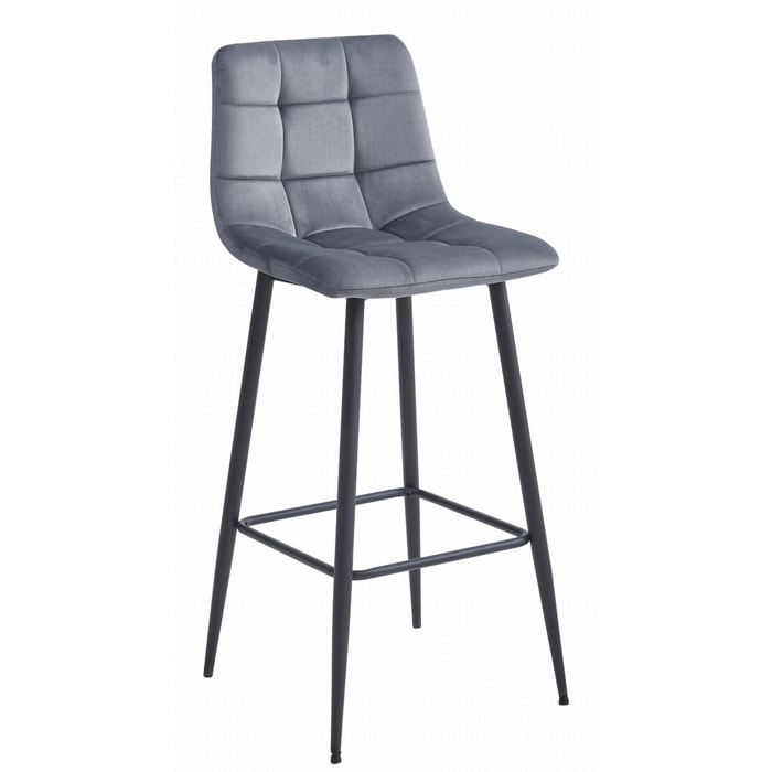 Set di 2 sgabelli bar Arceto in velluto grigio scuro e metallo