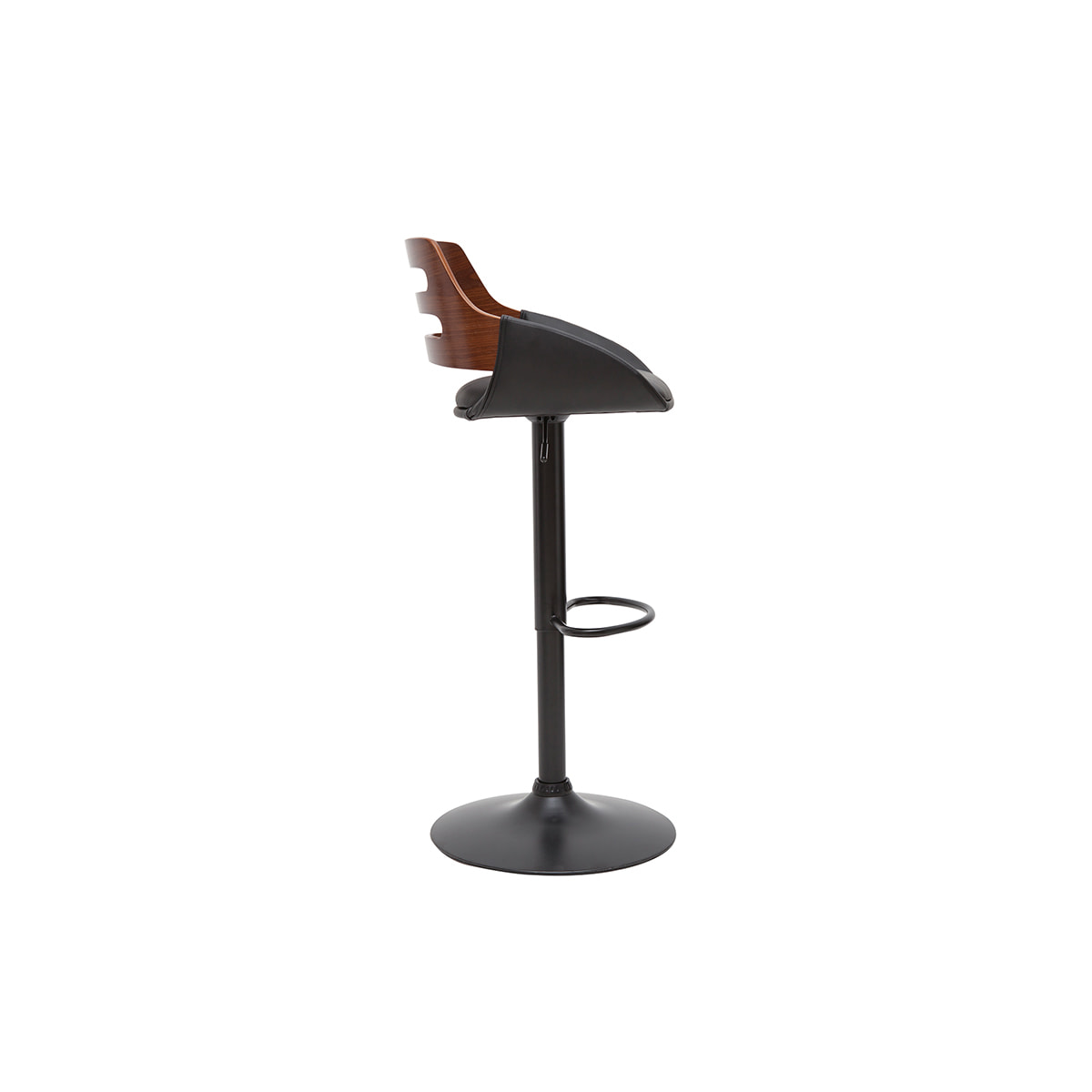 Tabouret de bar relevable design noir et noyer PERNIK
