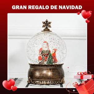 Bola de Nieve Navidad con Música y Luces Bola de Nieve con Escena de Papá Noel y Niño para Decoración Navideña Regalo de Fiesta Bronce