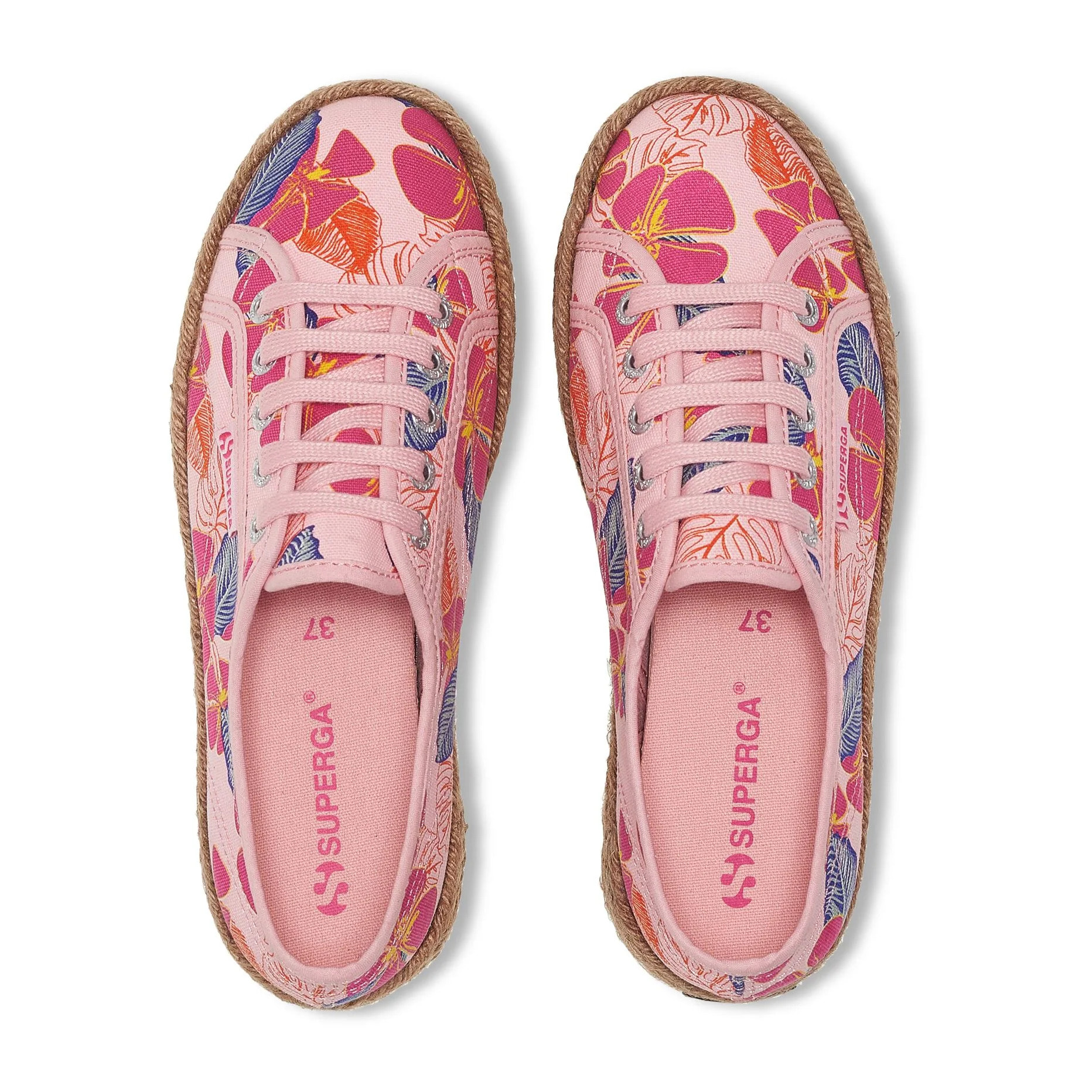 Scarpe da donna Superga Rosa 2730 ROPE HIBISCUS FLOWER PRINT