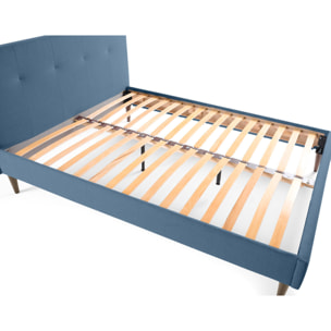 Monet - lit - 160x200 - sommier inclus - en tissu - Bleu