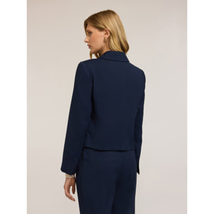 Motivi - Giacca crop con inserti in raso - Blu