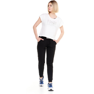 Camiseta cropped de manga corta de lujo para mujer