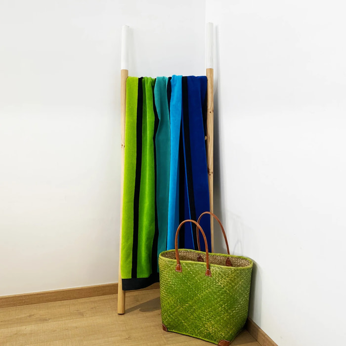 Serviette de plage éponge velours Jacquard Vert 100x175 470g/m² - Happy Men