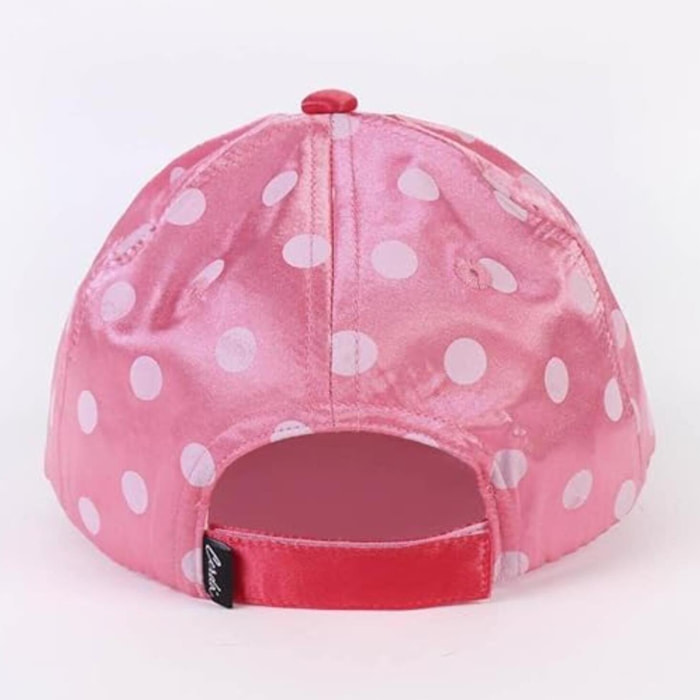 Gorra con visera curva de minnie mouse - color rosa - apta de 4 a 8 años - con material brillante - con velcro trasero ajustable