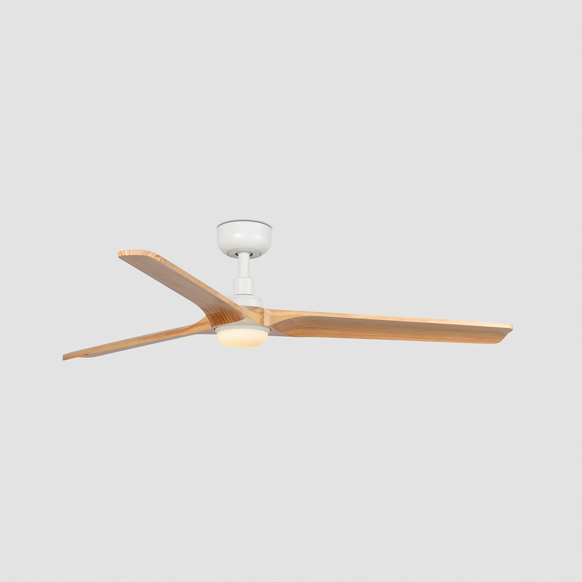 HEYWOOD L LED Ventilateur blanc/bois clair DC