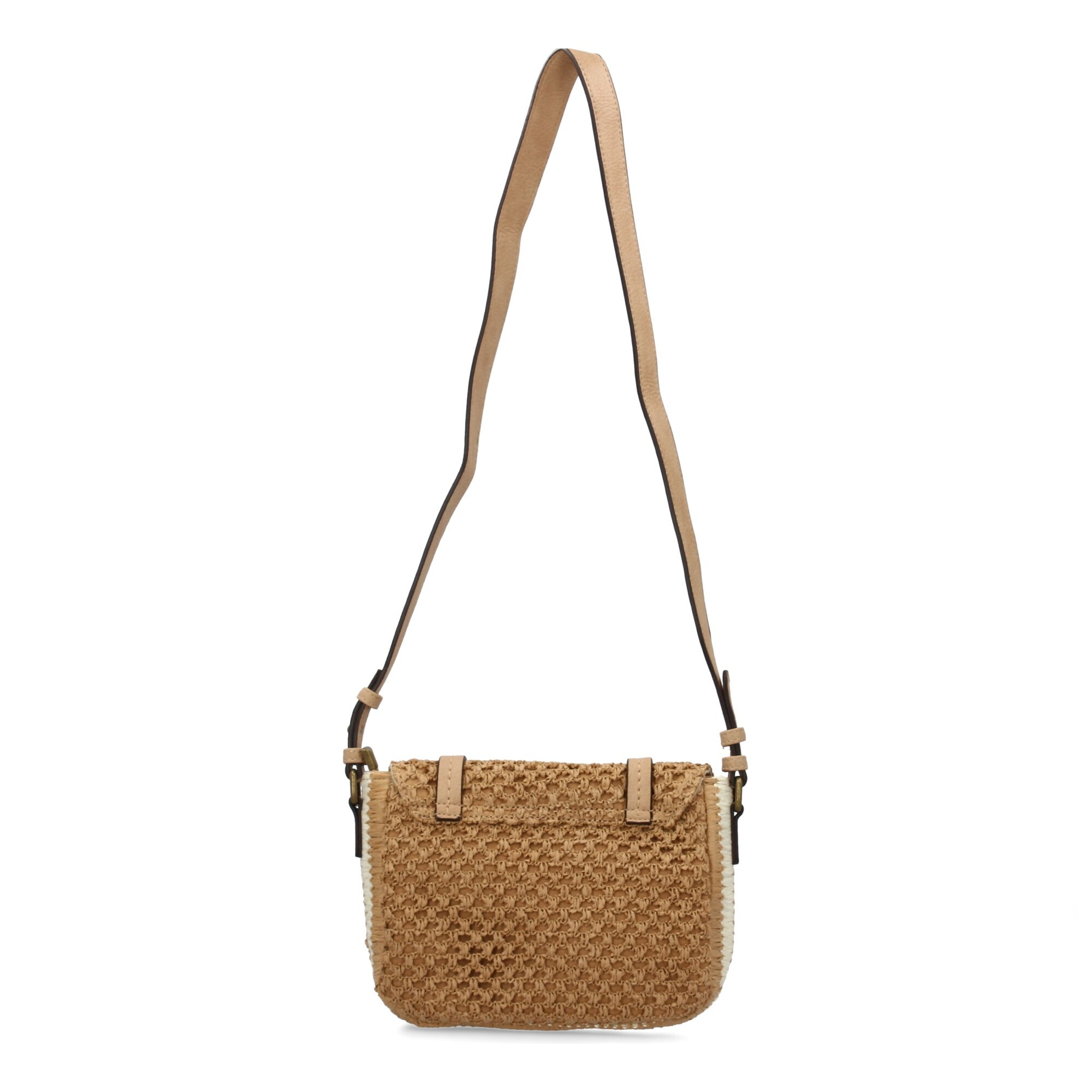 Bandolera de rafia para mujer, diseño moderno y comodo, compartimento principal con boton de iman