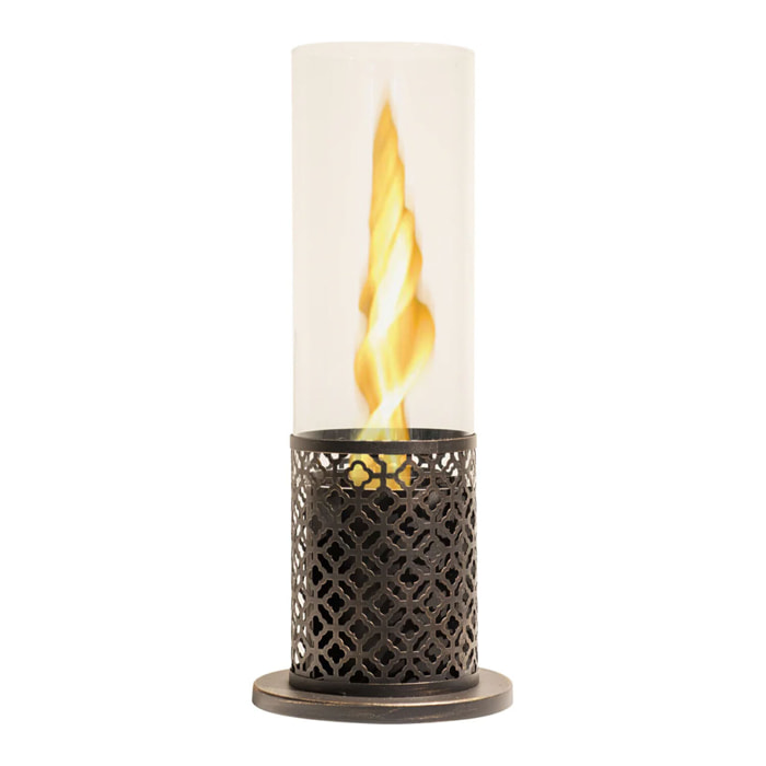 Tolosa - Camino a bioetanolo da tavolo per interni ed esterni Ø20 x H49,5 cm, colore nero oro