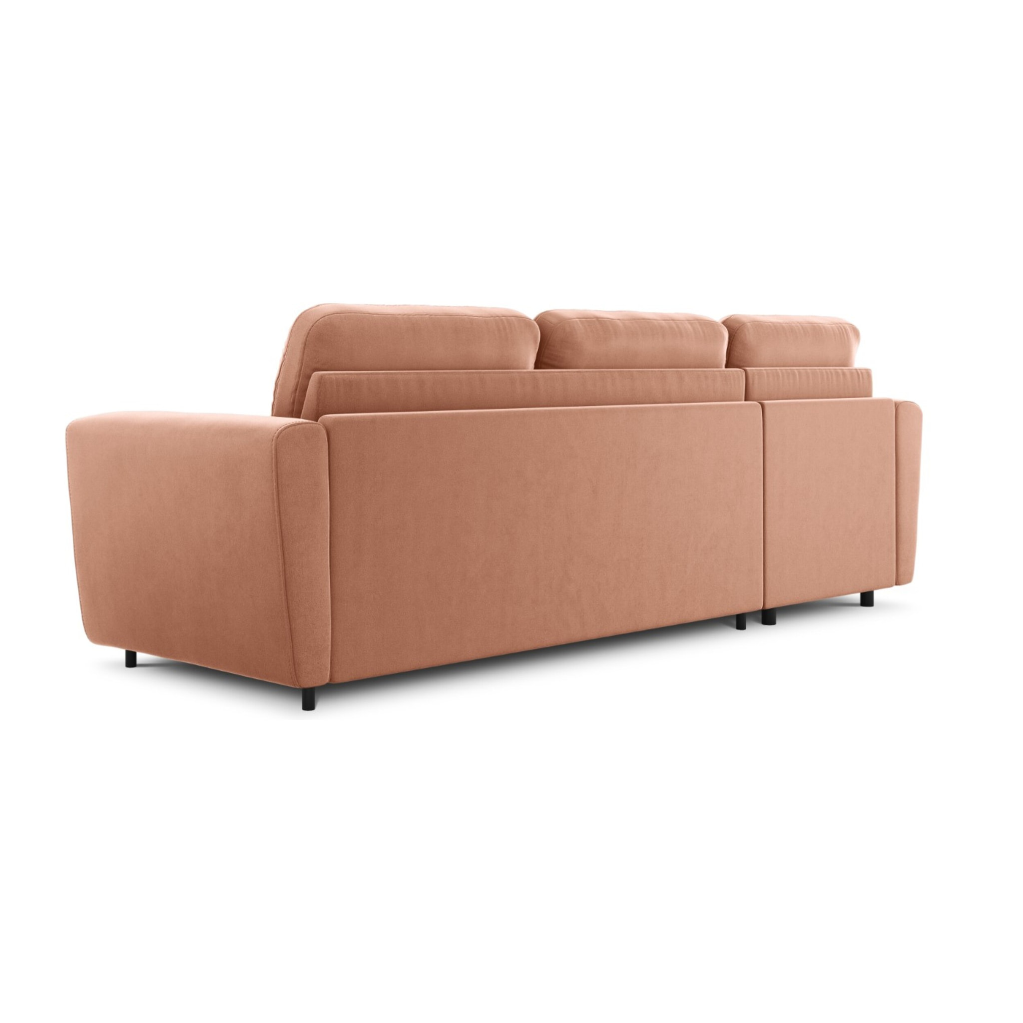 Canapé d'angle gauche convertible avec coffre de rangement "Audra" 4 places en velours rose
