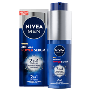 Pack de 2 - NIVEA MEN - Sérum visage Homme 2-en-1 Anti-Âge & Anti-Taches NIVEA MEN POWER 2X30ml