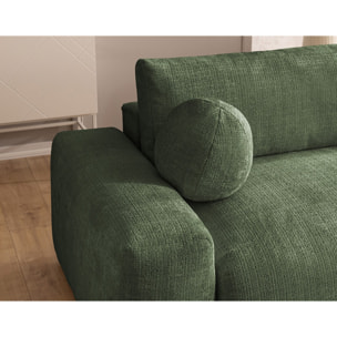 Constance - Canapé d'angle réversible 4 places convertible avec coffre en velours texturé - Vert