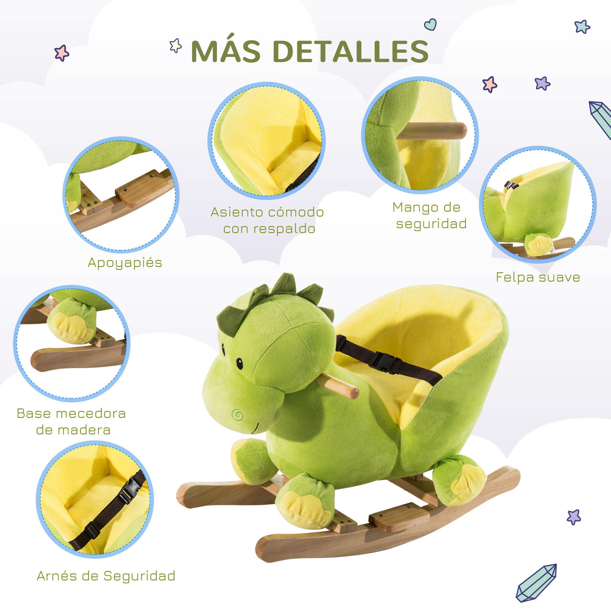 Caballo Balancín Dinosaurio de Peluche para Niños Verde