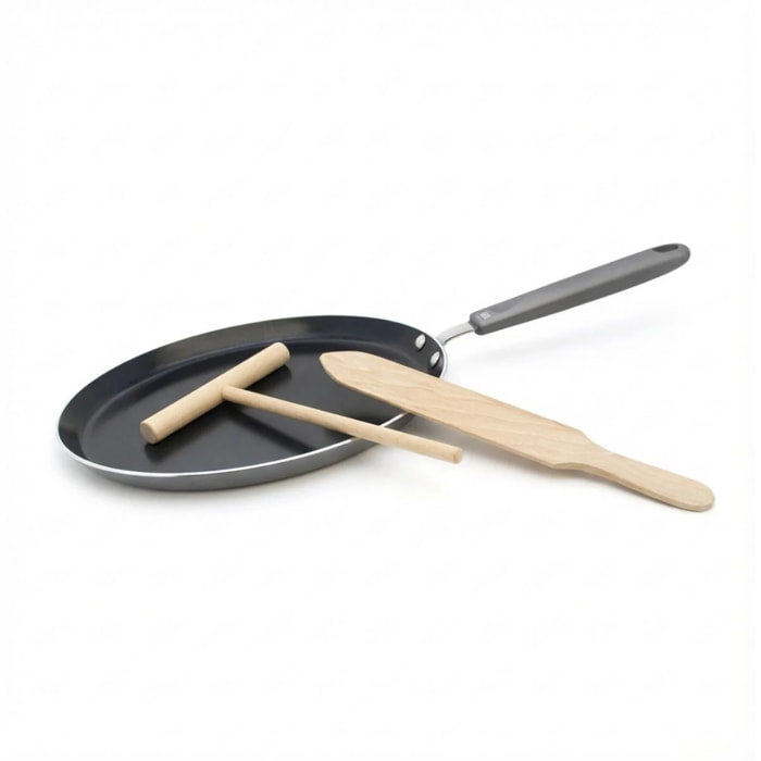 Set de 1 poêle de cuisson 26 cm en aluminium avec 2 ustensiles de cuisine sans PFAS Elo Ducato