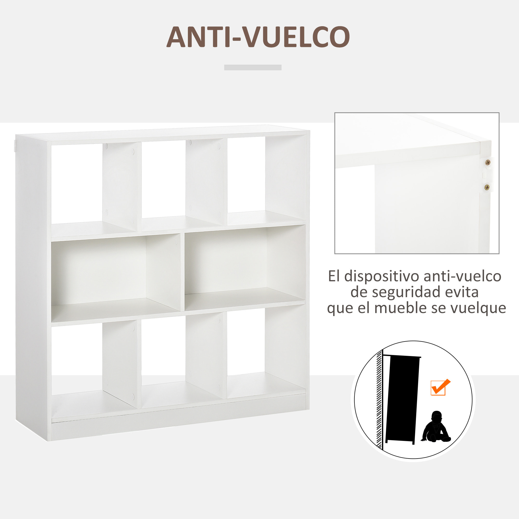 Estantería Librería con 8 Compartimentos Estantería de Exposición Libros Estilo Moderno para Sala de Estar Dormitorio Oficina 97,5x30x100 cm Blanco