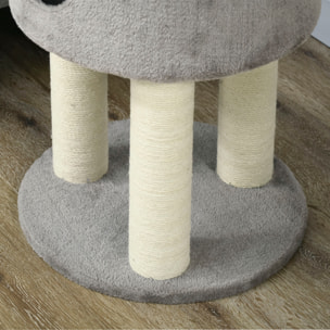 Arbre à chat griffoirs sisal naturel arbre à grimper H.103 cm niche plateforme d'observation peluche grise