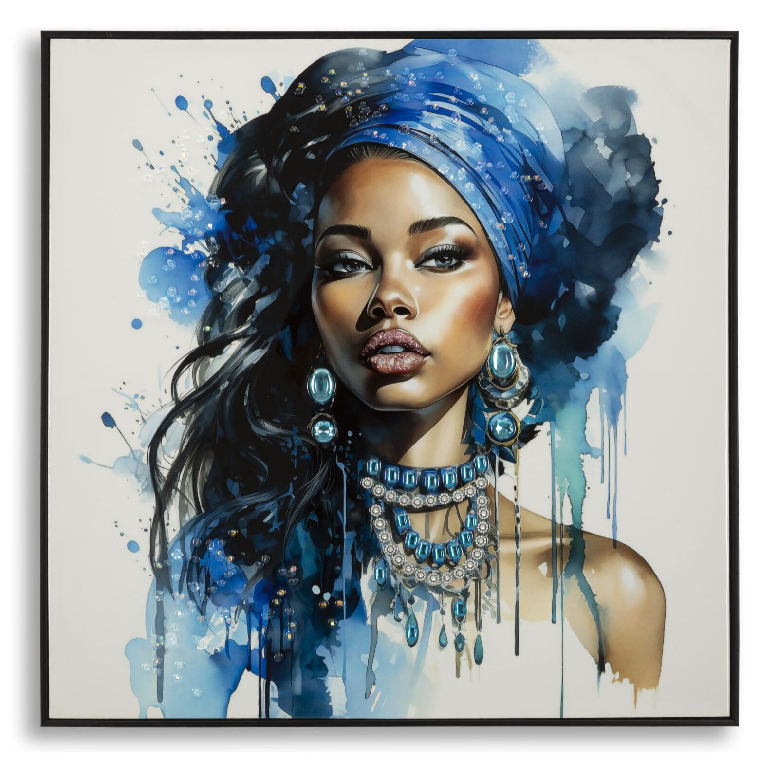 DIPINTO SU TELA LACCATO ALTEA -A- C/CORNICE CM 82X4X82