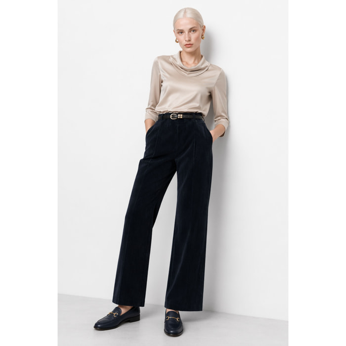 Kocca - Pantaloni a vita alta in cotone elasticizzato con pinces Donna
