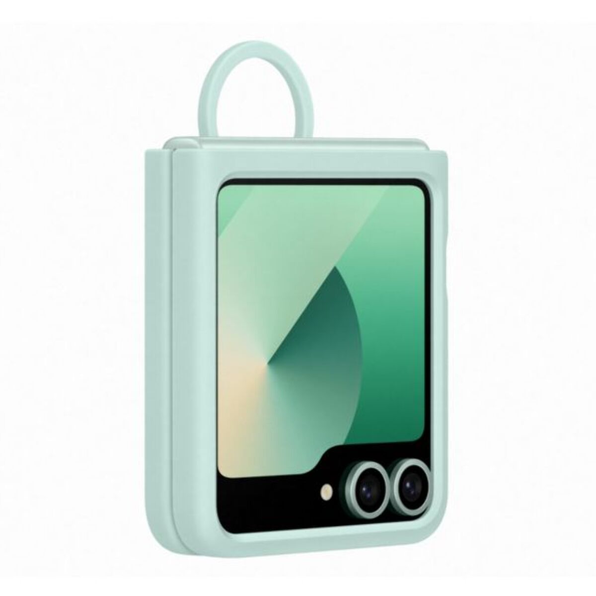 Coque SAMSUNG Z Flip6 silicone Vert d'eau avec anneau