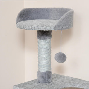 Árbol Rascador para Gatos Altura 124 cm con Plataformas Escalera Cueva y Postes