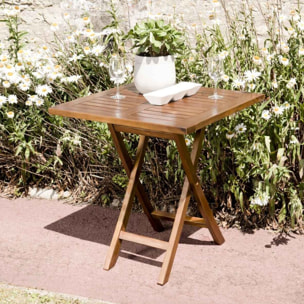 MAEVA - Table de jardin 2 personnes - carrée pliante 70x70cm en bois teck huilé
