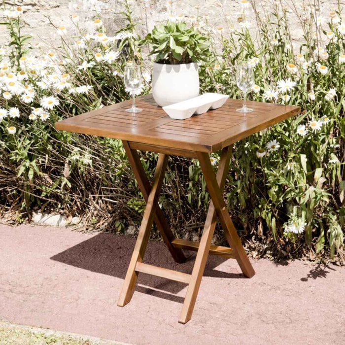 MAEVA - Table de jardin 2 personnes - carrée pliante 70x70cm en bois teck huilé