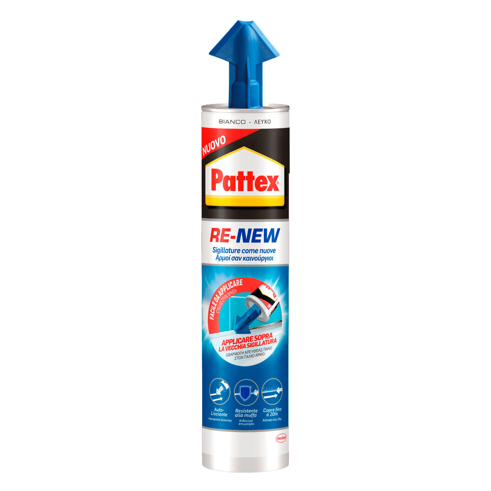 Pattex Bagno Sano Re-New Sigillante Universale con Beccuccio Autolisciante - Flacone da 280ml