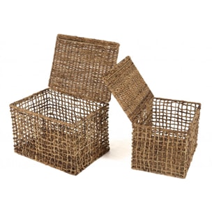 ALIDA - Set de 2 paniers de rangement en tissage naturel ajouré