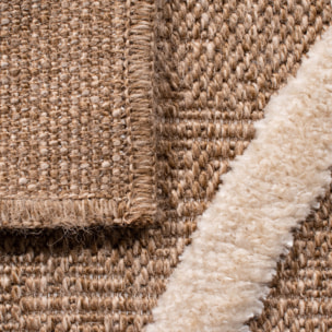 PALMA - Tapis aspect jute à motif géométrique en relief - Blanc