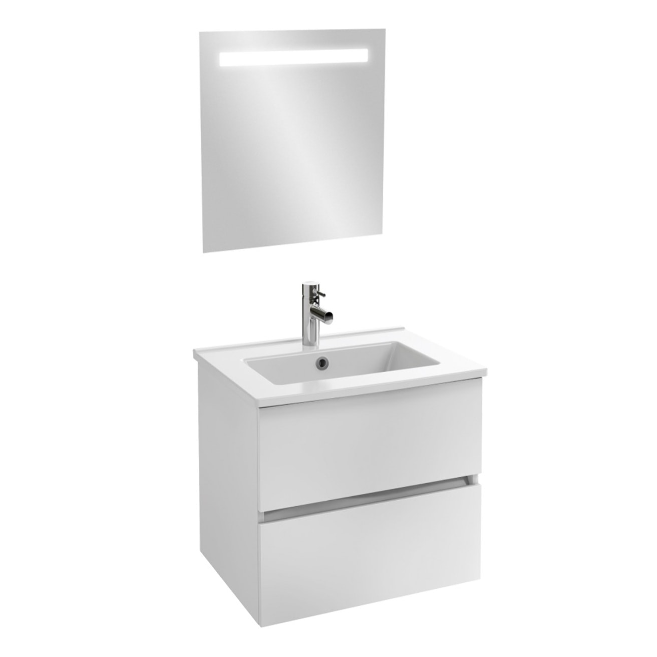 Meuble vasque 60 cm Tolbiac blanc + miroir led