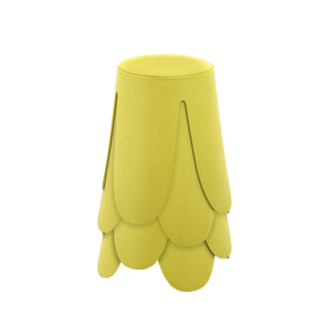 Set de 4 tabourets empilables simili cuir jaune. Niki Ø30 / 44 x H46cm