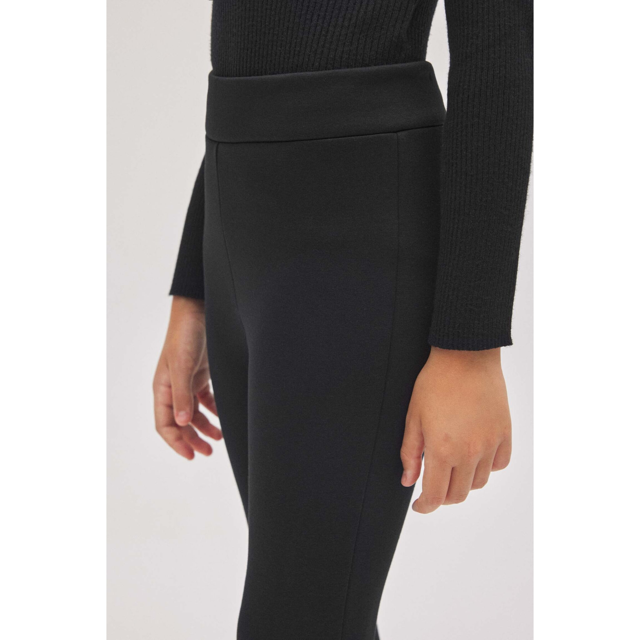 Leggings termici da bambina in pile nero