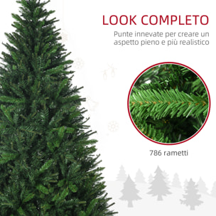 HOMCOM Albero di Natale Artificiale 180cm con 786 Rami, 2 Sezioni e Base in Metallo, Verde