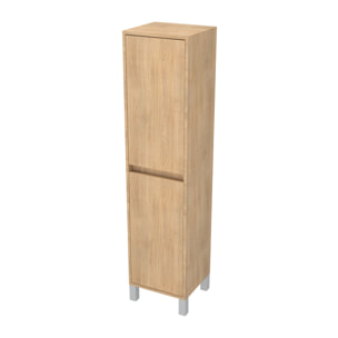 Colonne de rangement Chêne Clair sur Pieds - Hauteur 160 cm - 2 Portes - XENOS