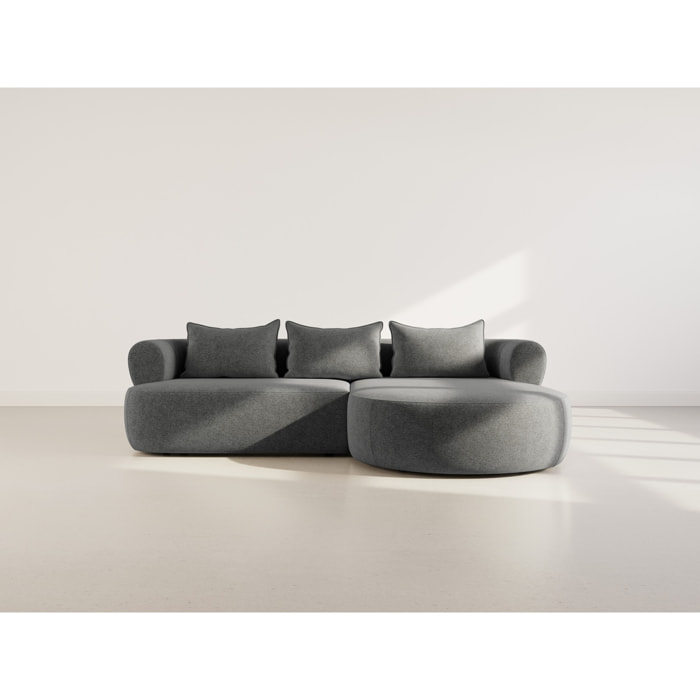 Angela - canapé d'angle droit 4 places en velours texturé - Noir