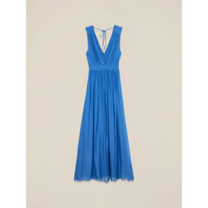 Oltre - Vestido largo de mezcla de seda - Azul aciano