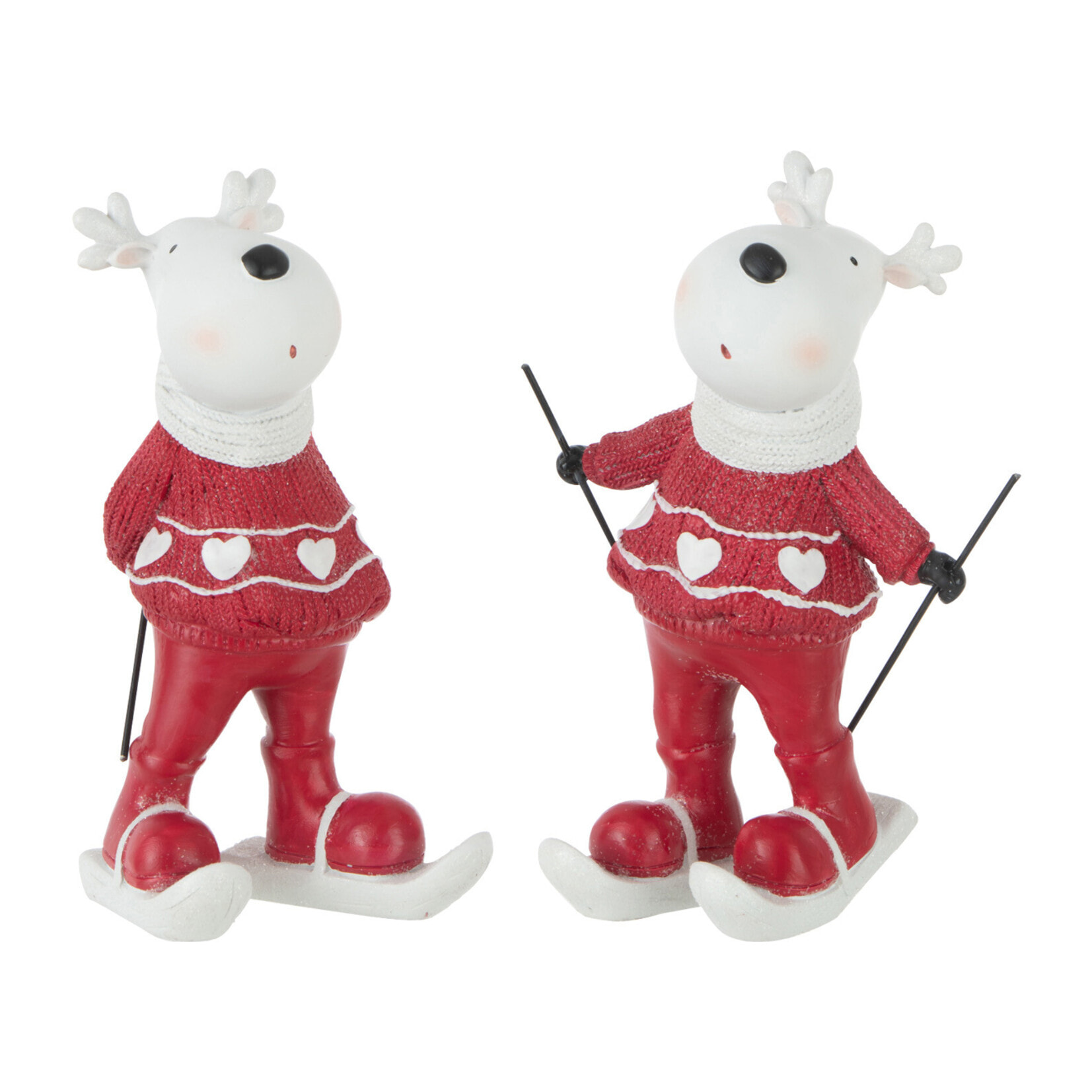 J-Line figurine Renne Ski - polyrésine - blanc/rouge - small - 2 pcs