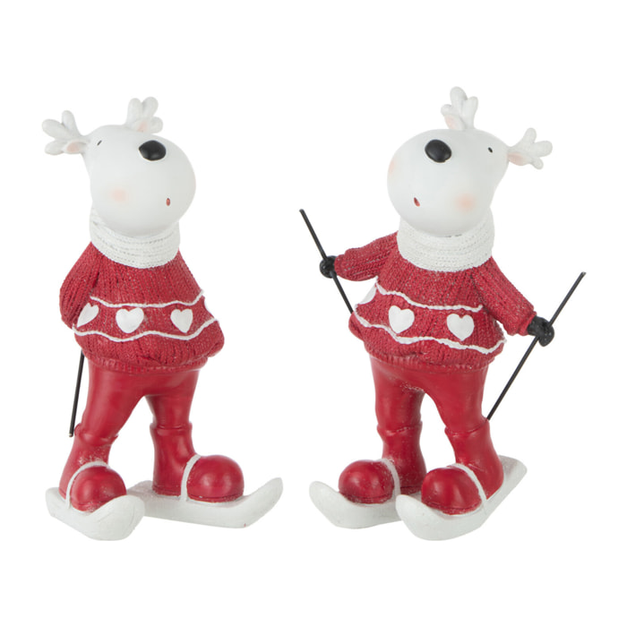 J-Line figurine Renne Ski - polyrésine - blanc/rouge - small - 2 pcs