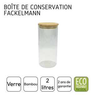 Boite de conservation en verre 2 litres avec couvercle en Bambou Fackelmann Nature