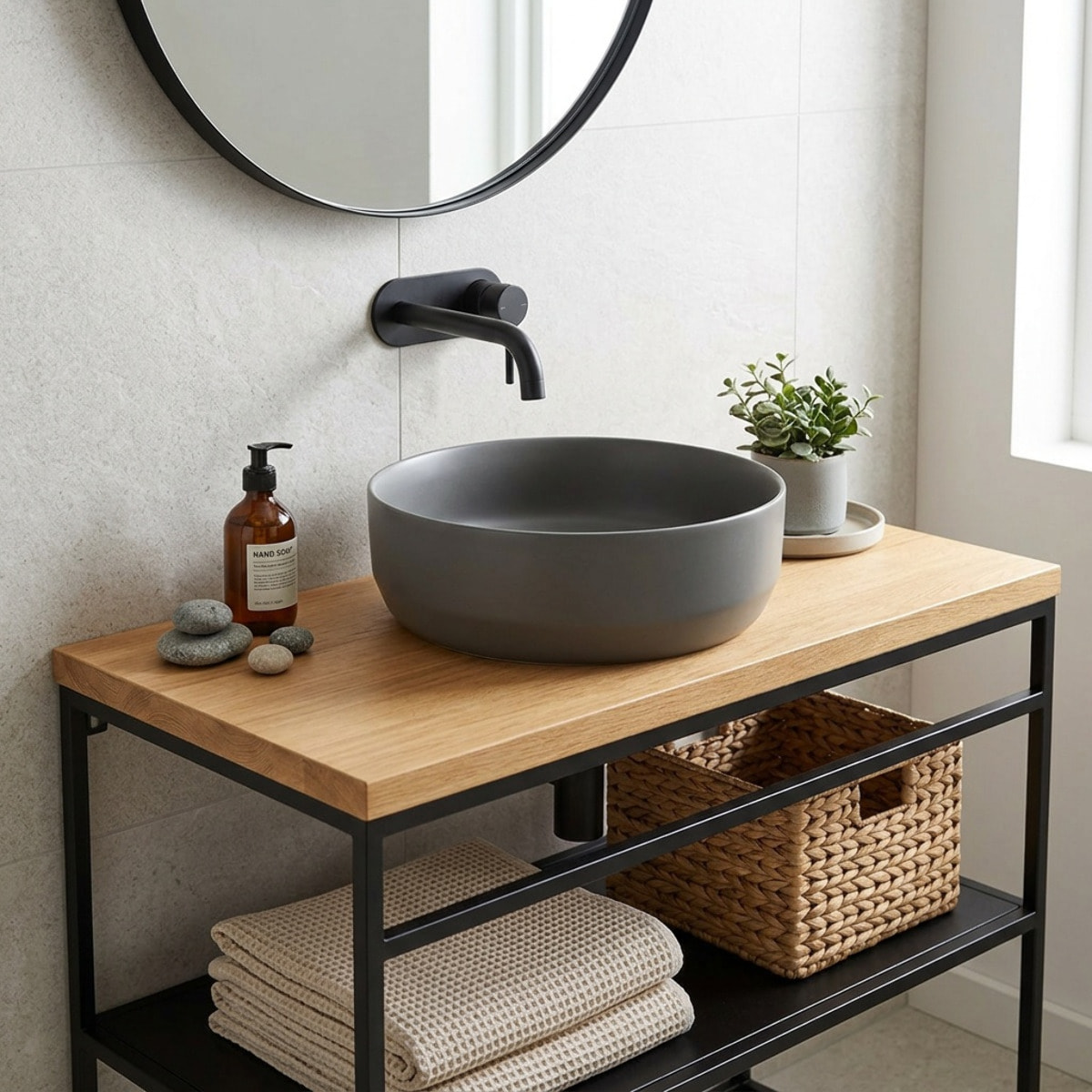 Vasque à poser ronde diamètre 39 cm - gris mat - sans trop-plein - SAT Infinitio