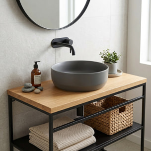 Vasque à poser ronde diamètre 39 cm - gris mat - sans trop-plein - SAT Infinitio