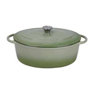 Cocotte ovale 6,5L en fonte émaillée verte COLETTE