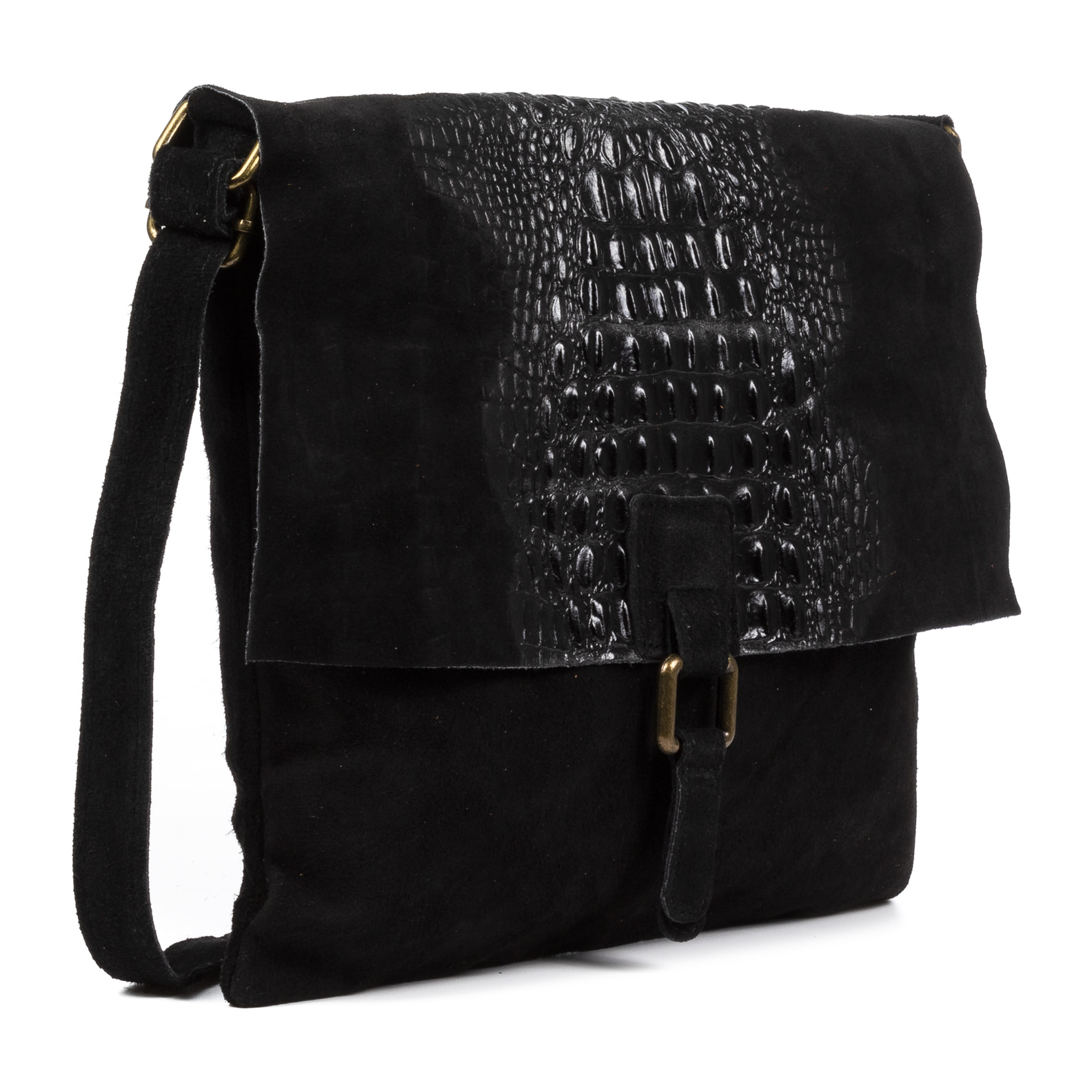 Daniela Bolso bandolera Mujer.Piel auténtica Gamuza Grabado Cocodrilo
