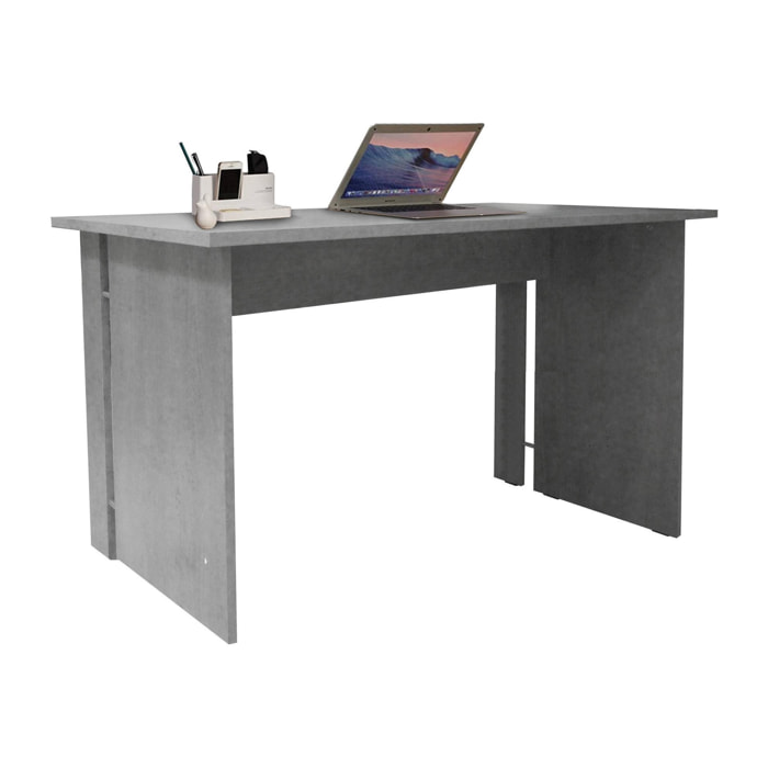 Scrivania lineare per ufficio e studio, Tavolo da computer minimal, Scrittoio per lavoro, cm 150x78xh75, colore Grigio Cemento