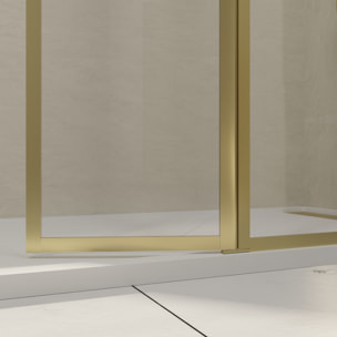 Paroi de Douche avec Volet Pivotant 90+40x200 cm - Finition Or Doré Brossé - GOLDY CONTOURING