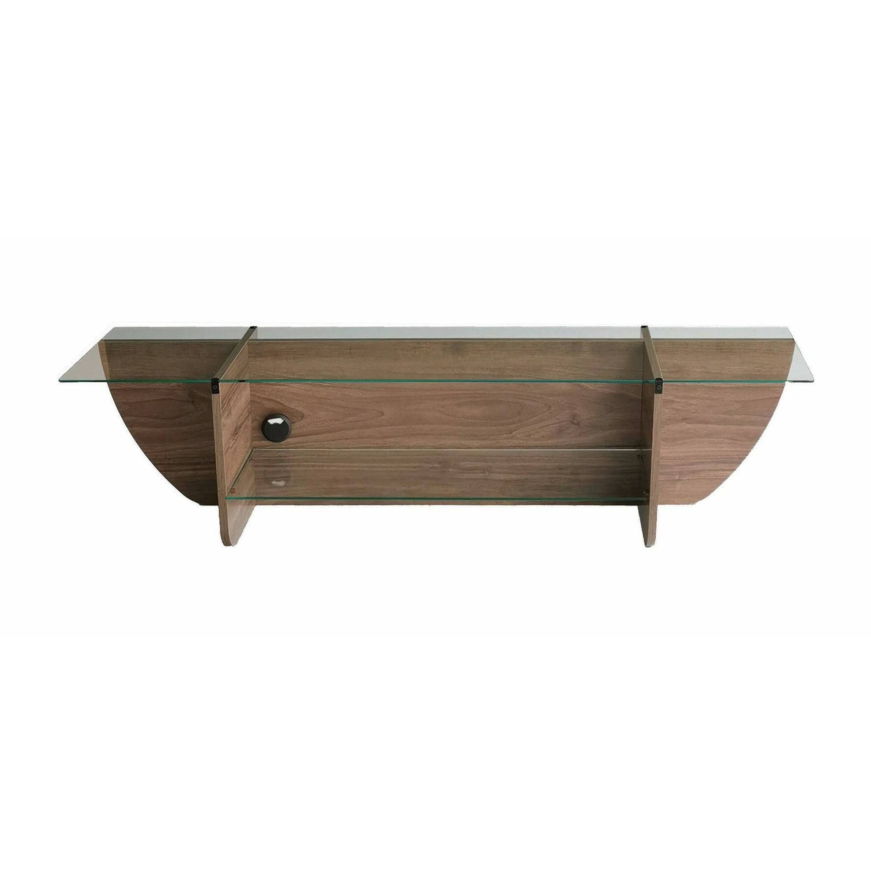 Mobile porta TV Kasuga, Credenza da soggiorno, Armadio basso per TV, Base parete attrezzata, 158x35h40 cm, Noce