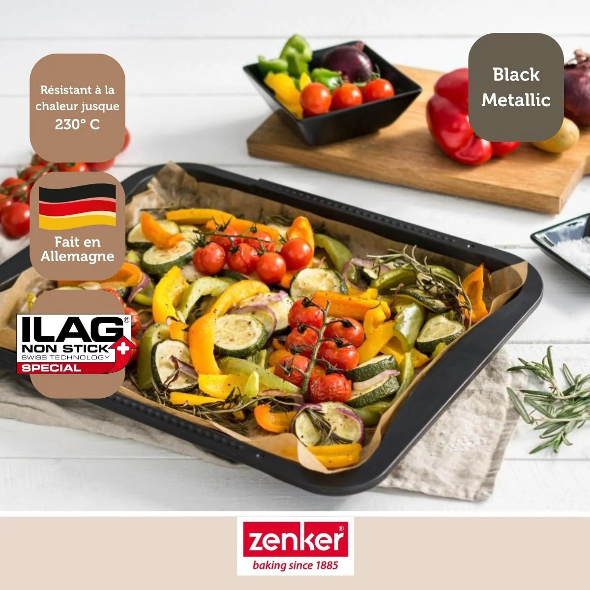 Plaque de four extensible de 35-52 x 32 cm Zenker Black Metallic