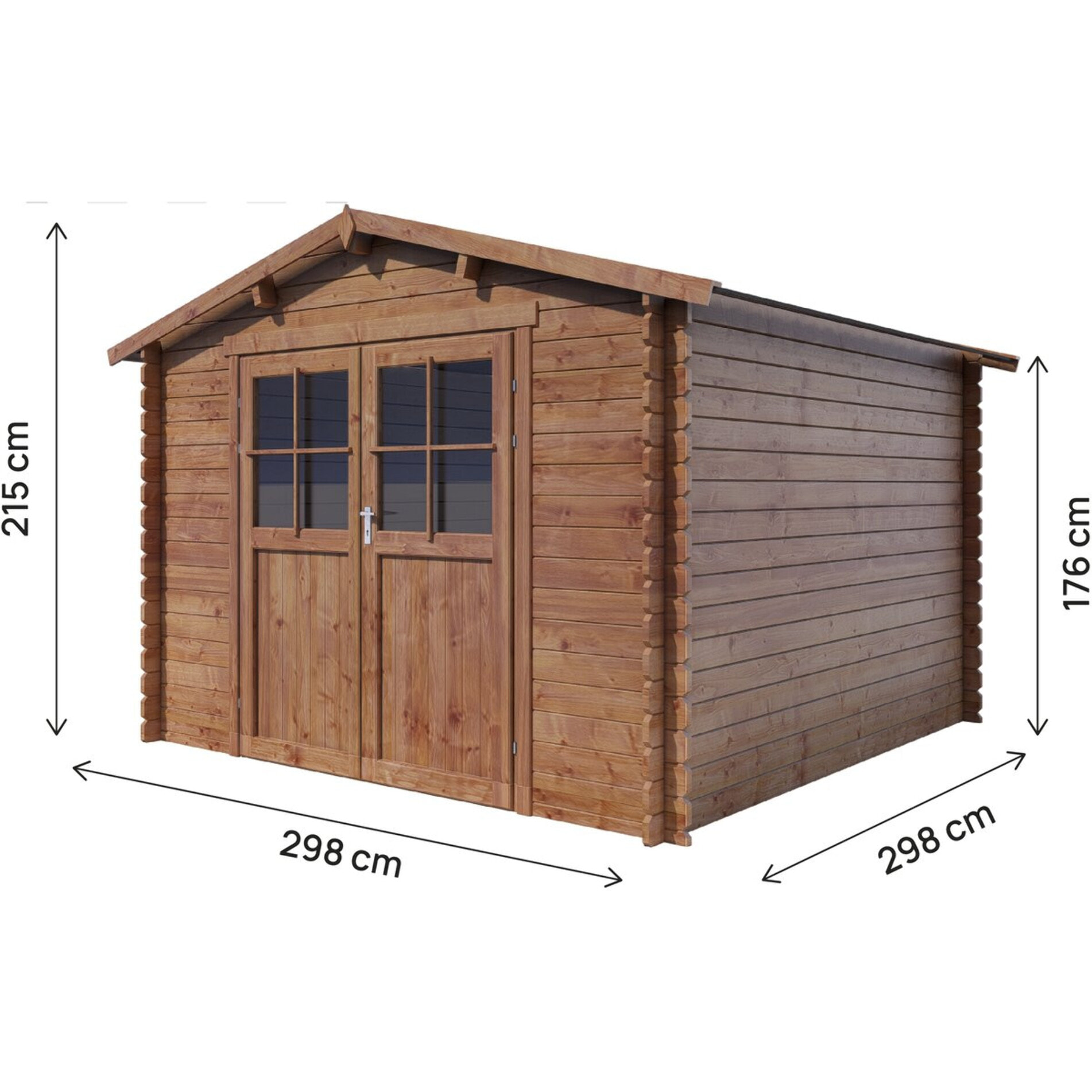 Abri de jardin en bois "Willow" - 9,3 m² - 28 mm - Marron