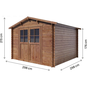 Abri de jardin en bois "Willow" - 9,3 m² - 28 mm - Marron